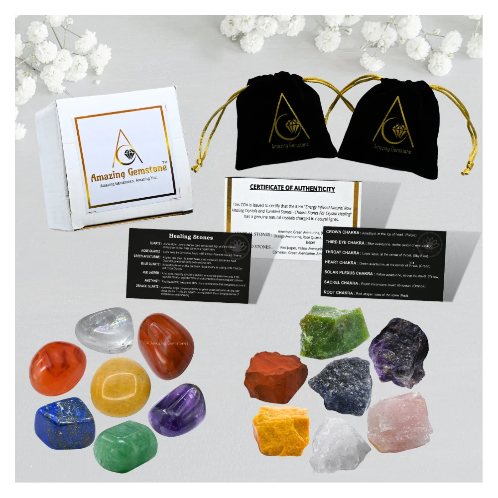 7 Chakra Tumbled and Raw Stone (14 Pcs)