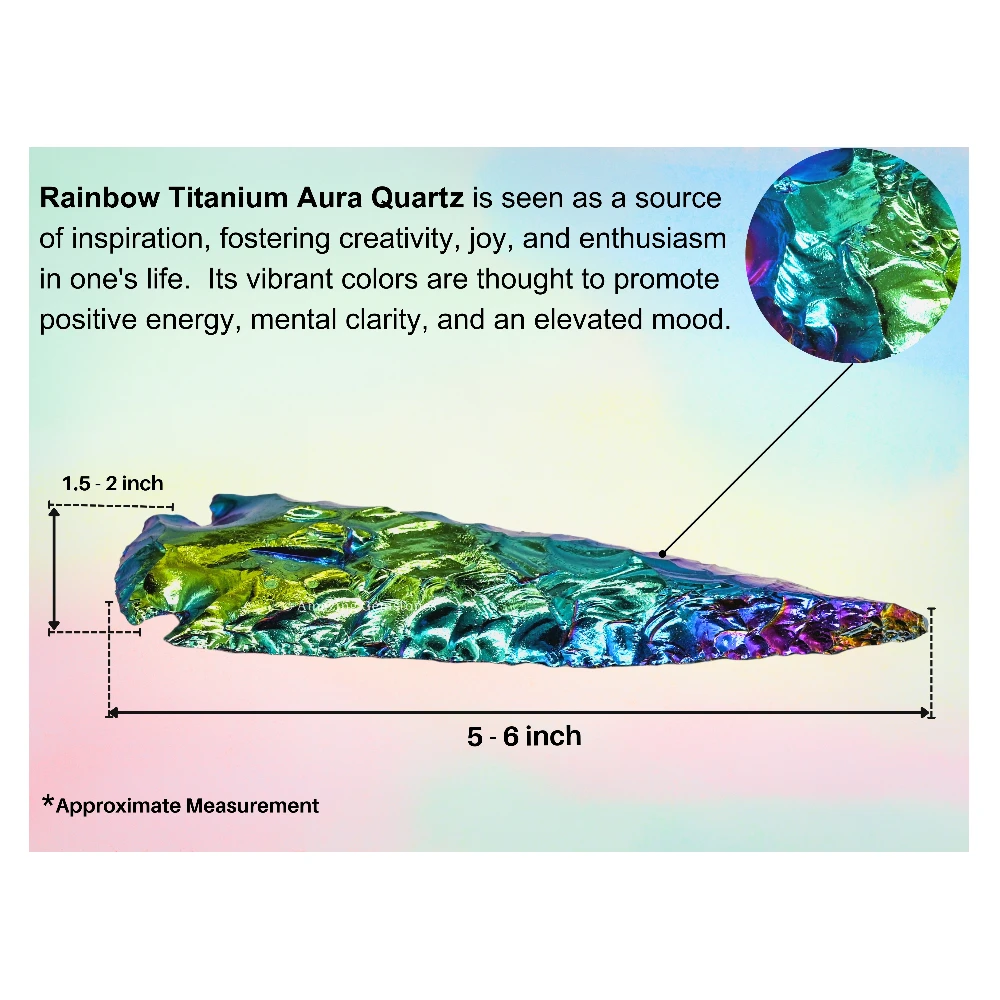 Titanium Aura Quartz Crystal Arrowhead - 5" to 6"