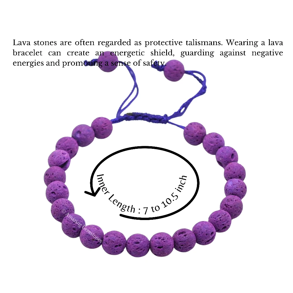 Purple Lava Stone Bracelet (Adjustable)