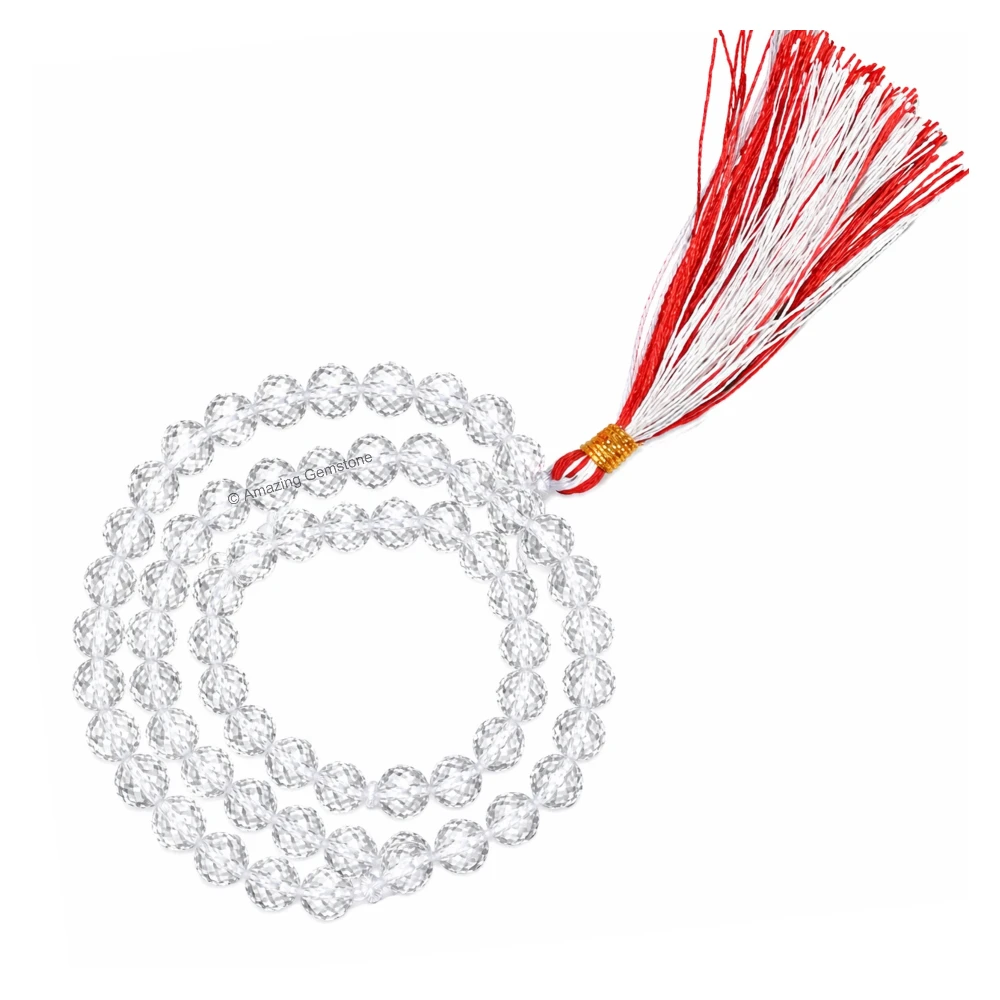 Sphatik Mala - Diamond Cut 7mm Beads (Without Knot)