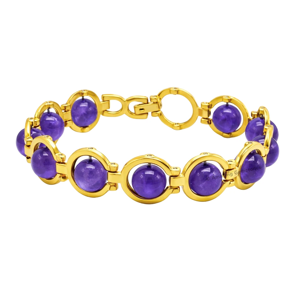 Amethyst Bracelet - Round Gold Chain (Pack of 1)