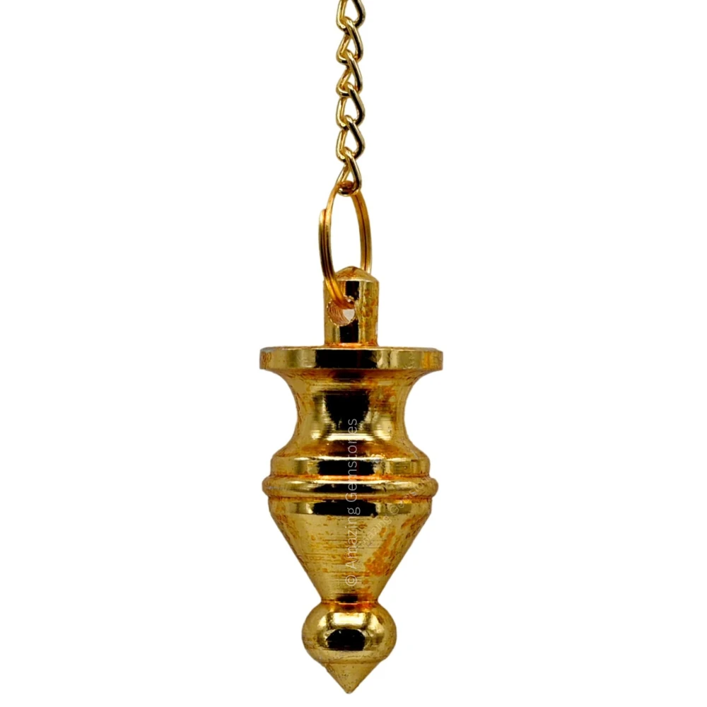 Copper Metal Pendulum - Gold Pointed Cone with Ring Plate (MP11)