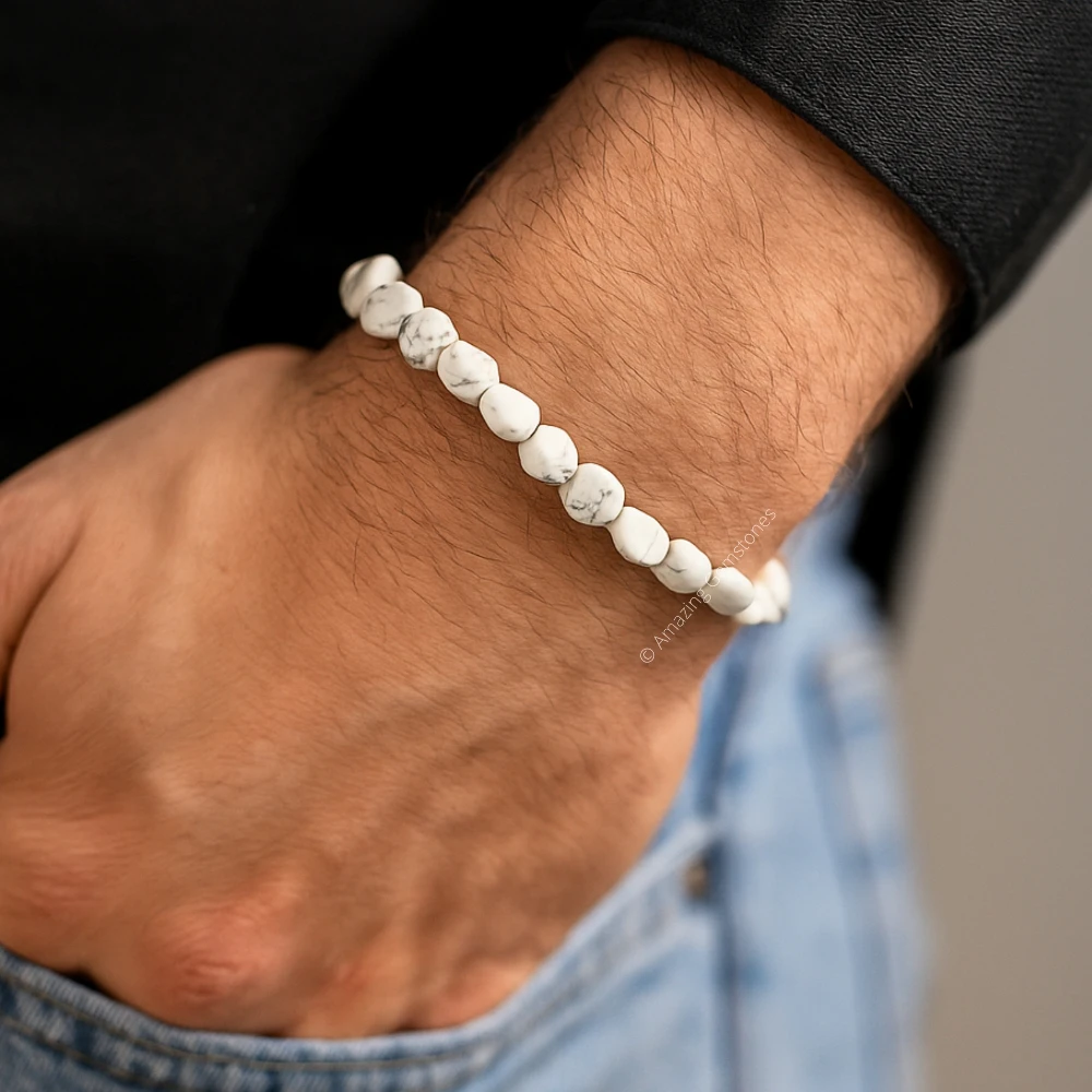 Howlite Tumbled Stone Bracelet (Stretchable)