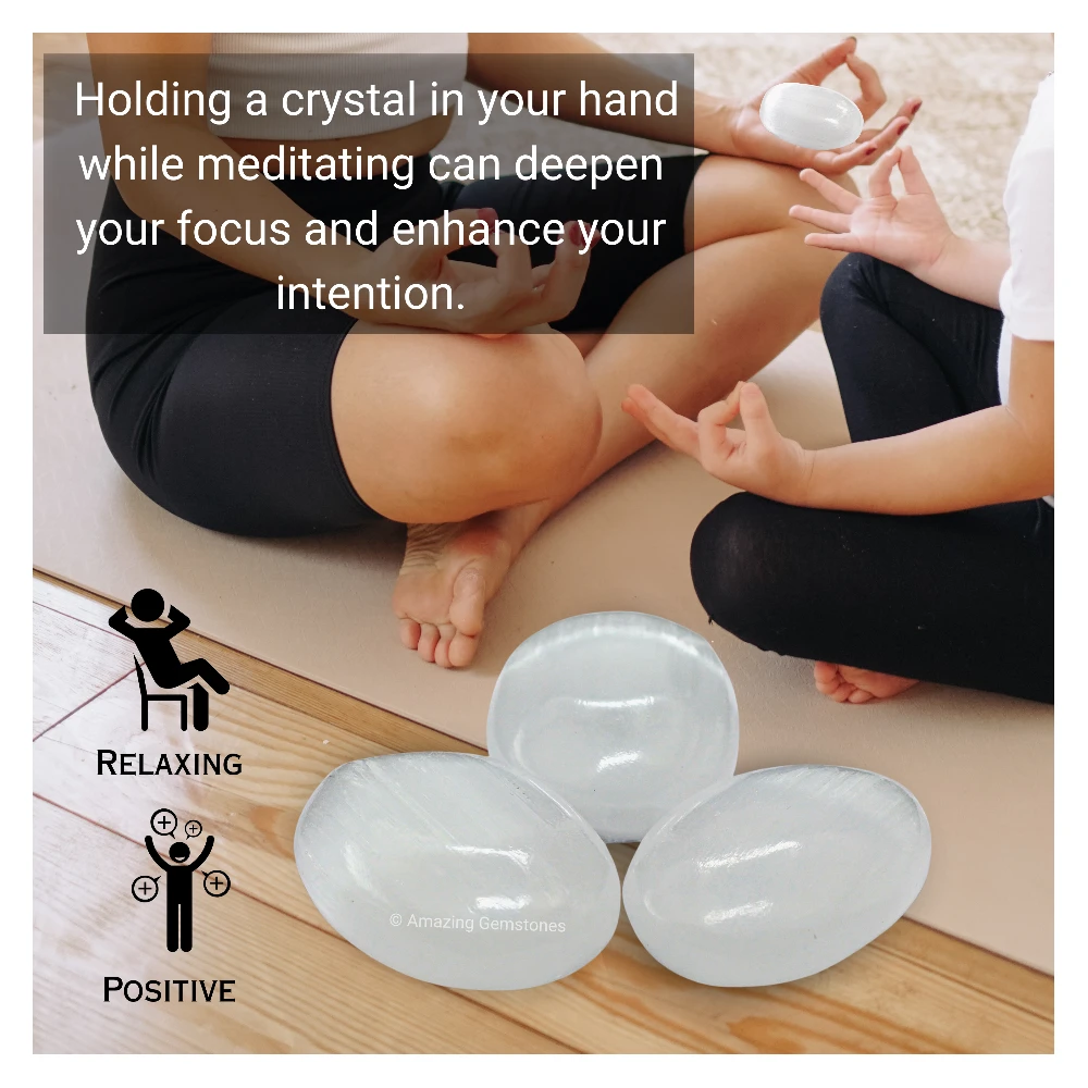 Selenite Palm Stone