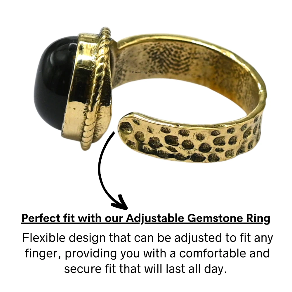 Black Onyx Crystal Ring (Gold)