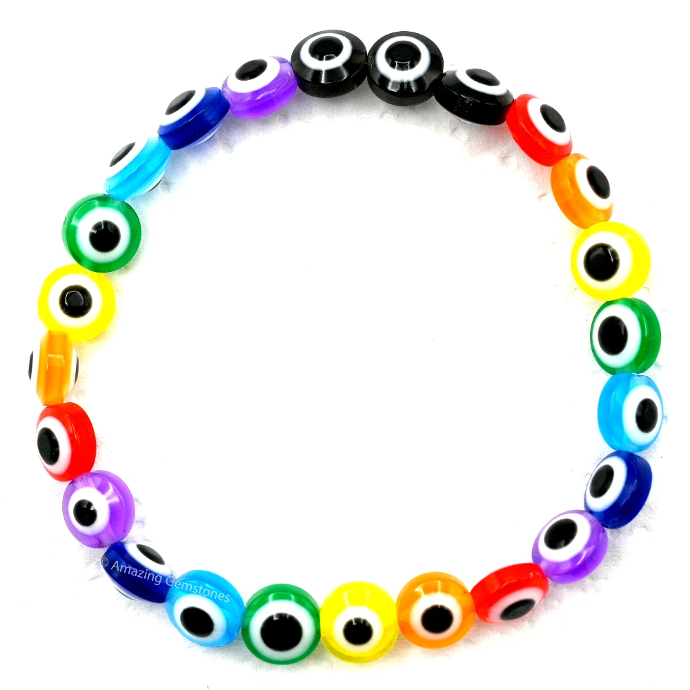 Multi Flat Round Evil Eye Bracelet