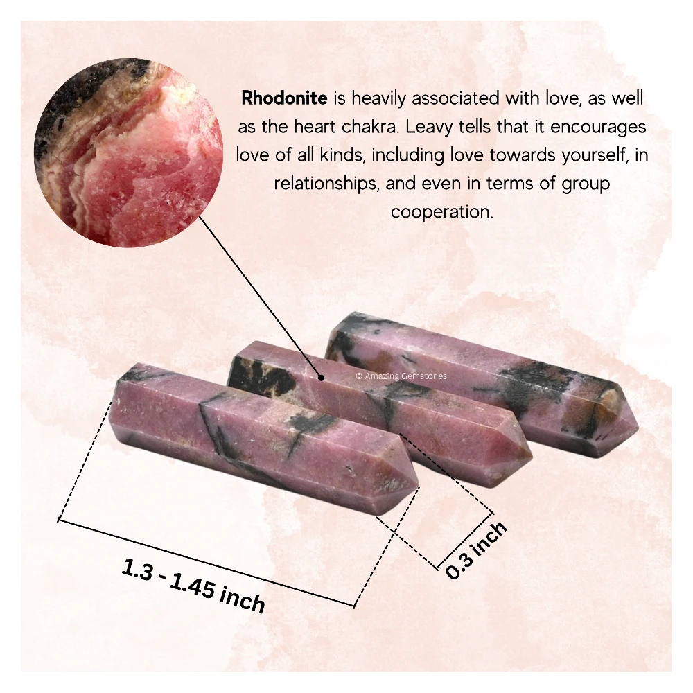 Rhodonite Pencil Points (Set of 3)