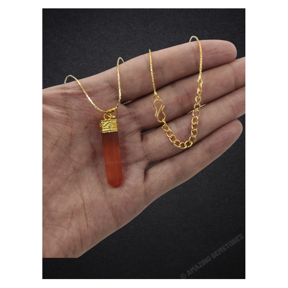 Carnelian Necklace - Cap Pencil (Gold)