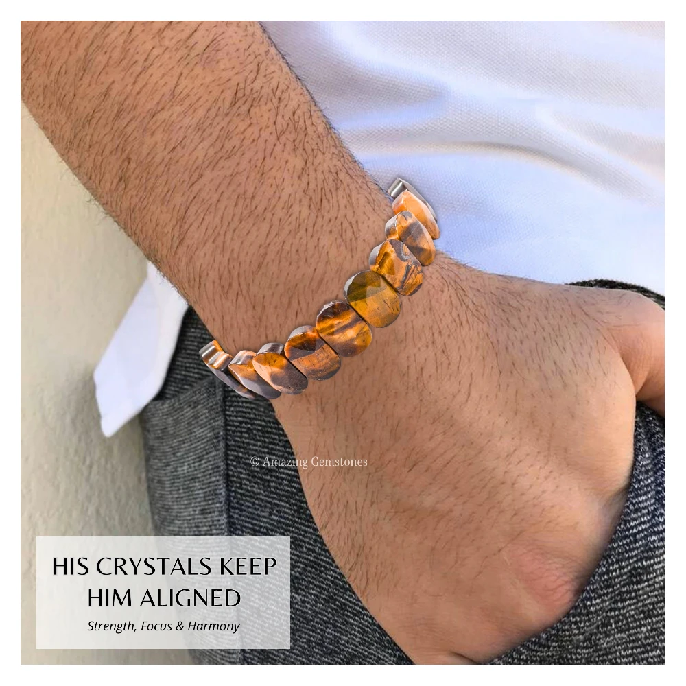 Tiger Eye Faceted Bracelet - Oval Stone