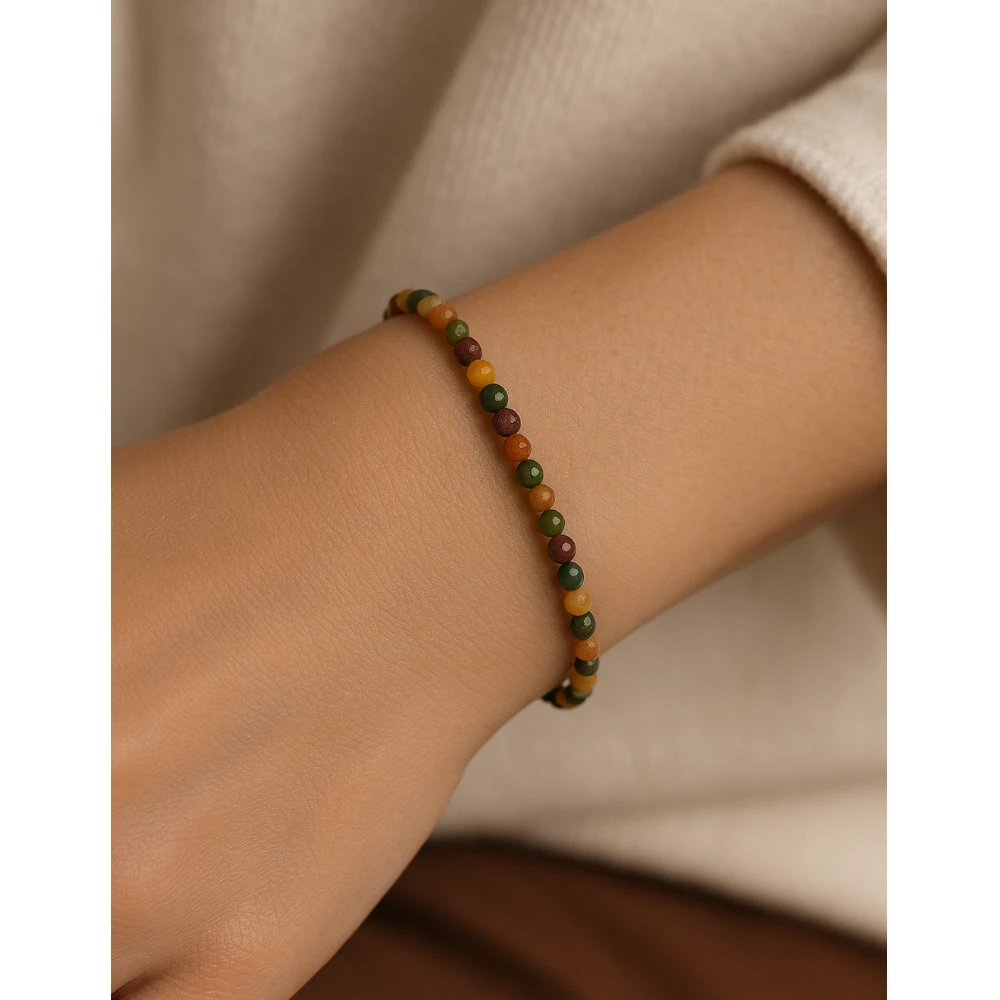 Mookaite Crystal Bracelet - 2mm Faceted Bead (Silver)