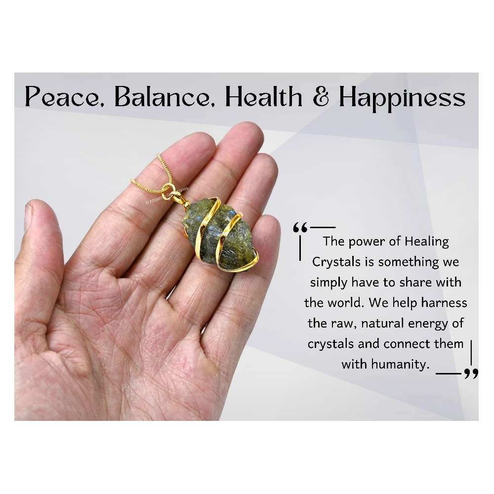 Labradorite Necklace - Raw Crystal (Gold)