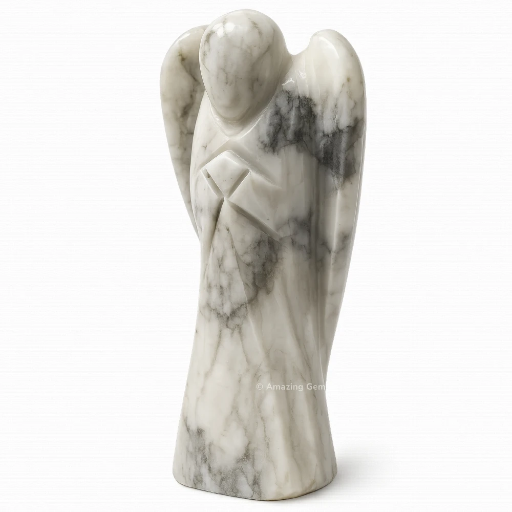 Howlite  Angel Figurine (3 Inch)