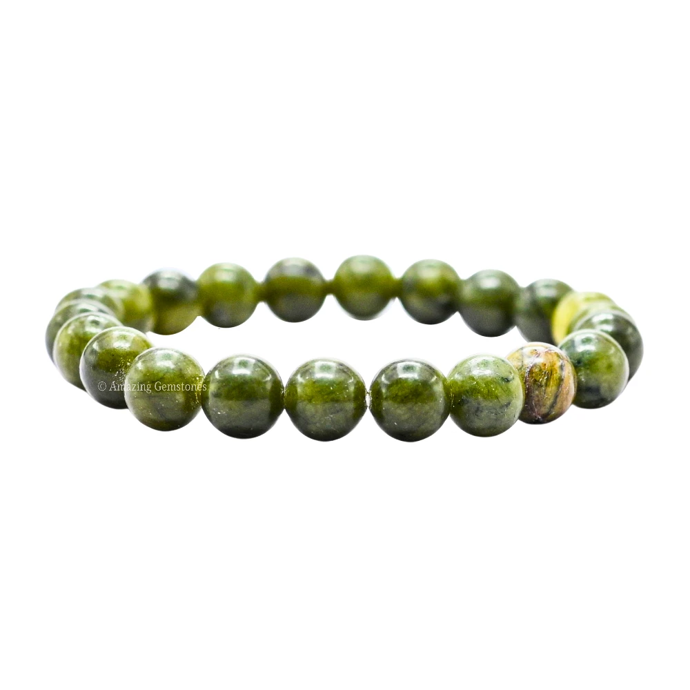 Nephrite Green Jade Bracelet (Strechable)