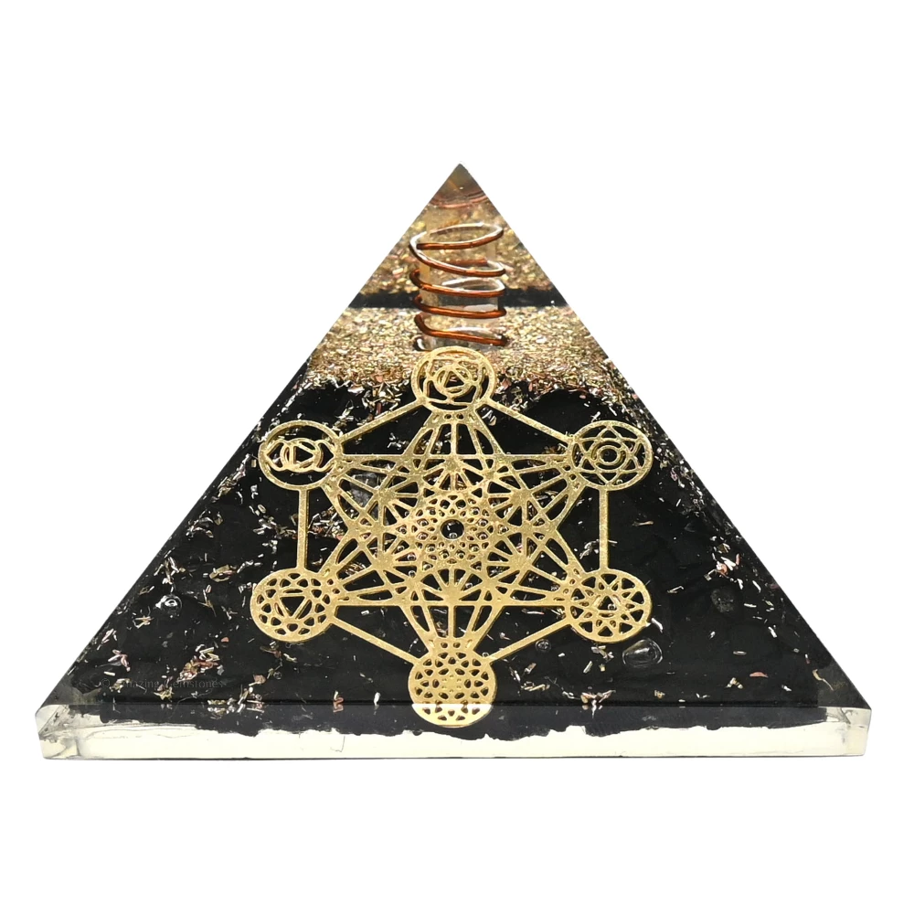 Shungite Orgone Pyramid - Chakra Metatron Cube