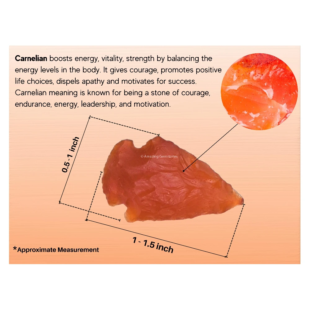 Carnelian Crystal Arrowhead - 1" to 1.5" (5 Pieces)