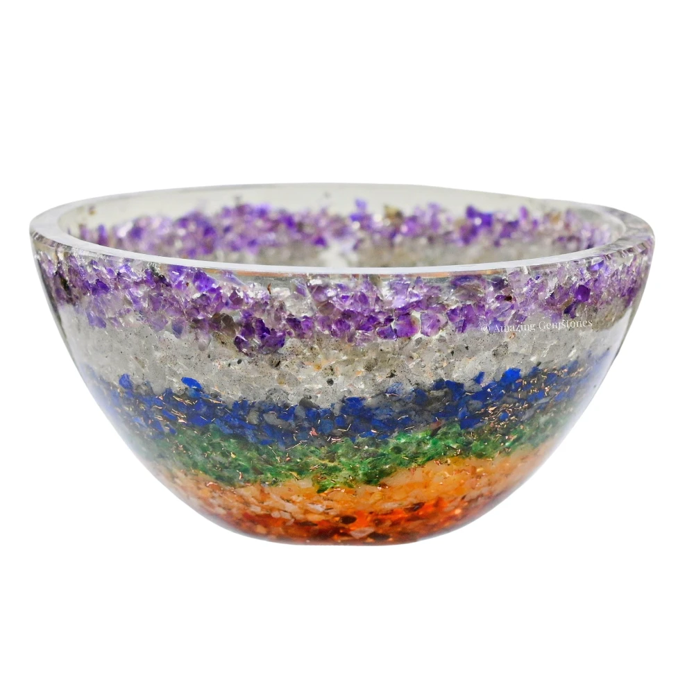 Chakra Layer Crystal Orgone Bowl (4 Inch)
