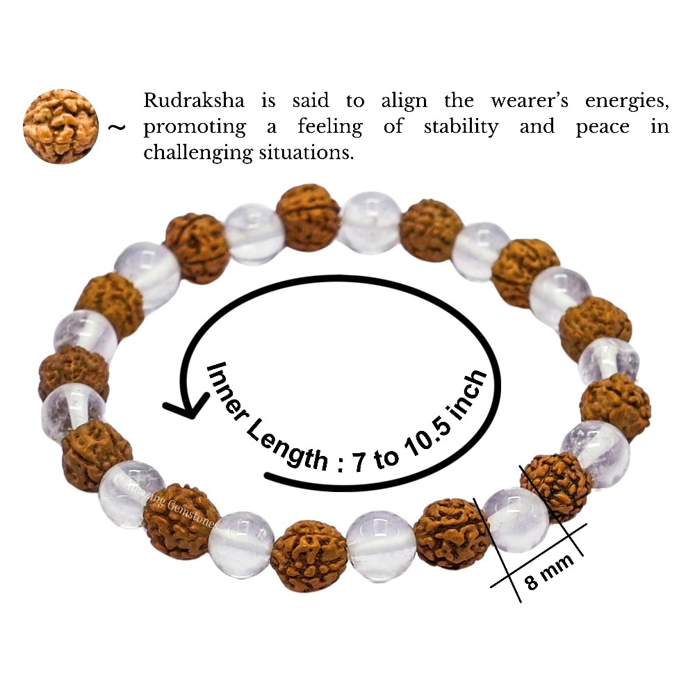 Rudraksha Sphatik Bracelet (Strechable)
