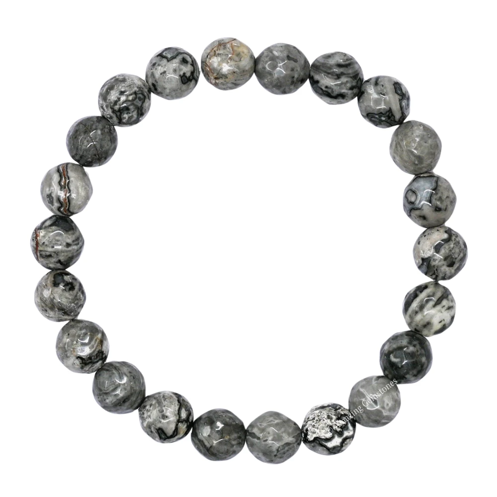 Map Stone Bracelet (Faceted) (Stretchable)
