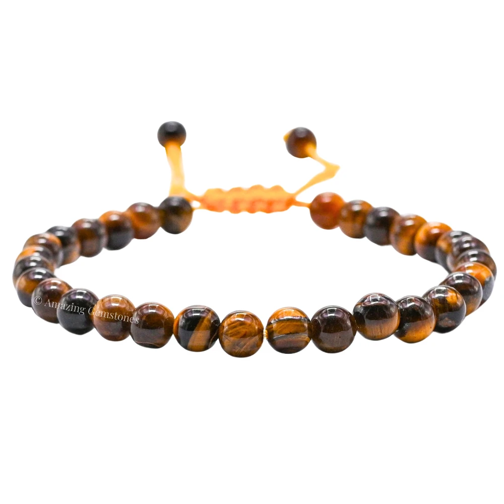 Tiger Eye Healing Crystal Bracelets - 6mm Beads (Adjustable)