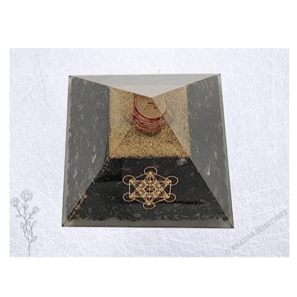 Black Tourmaline Orgone Pyramid Metatron Cube (Extra Large)