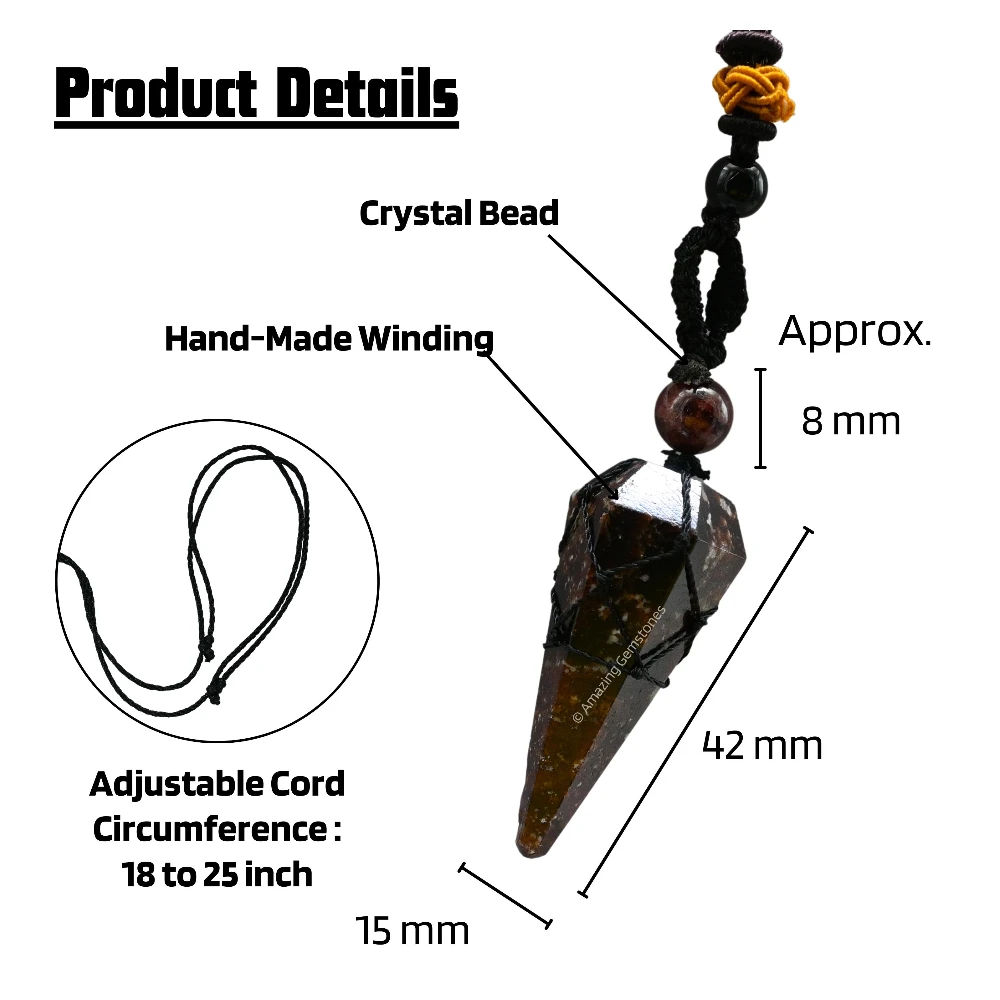Garnet Pendulum Pendant Necklace (Macrame)