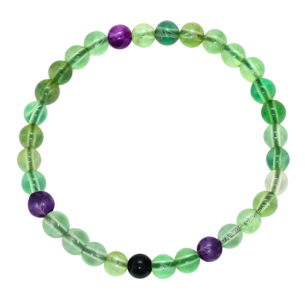 Multi Fluorite Healing Crystal Bracelets - 6mm Beads
