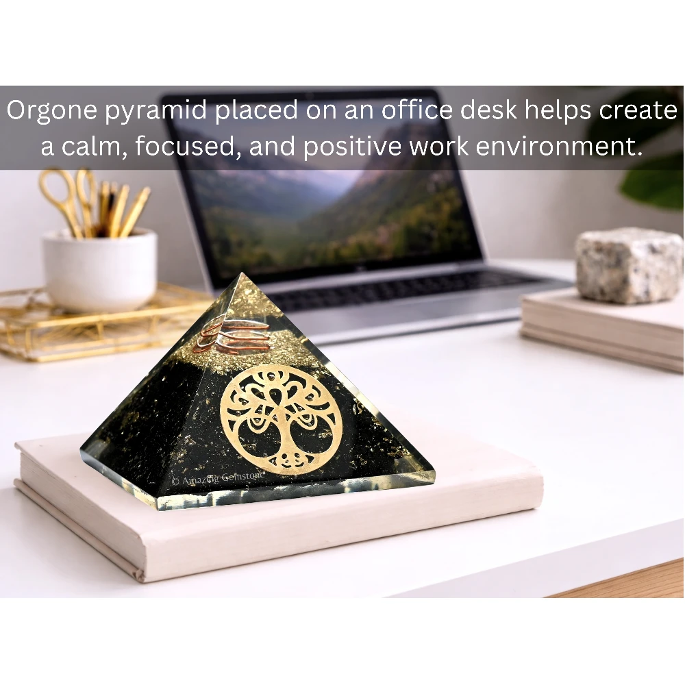 Shungite Orgone Pyramid - Vintage Tree of Life