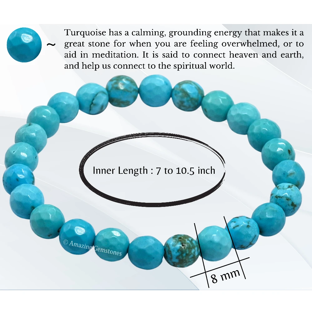 Turquoise Bracelet (Faceted-Stretchable)