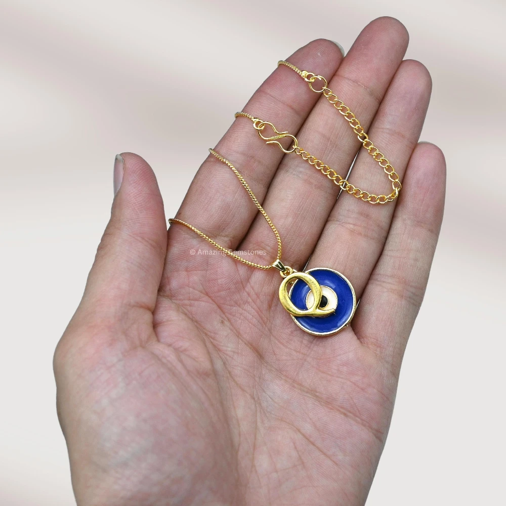 Evil Eye Pendant Necklace with Q Initial