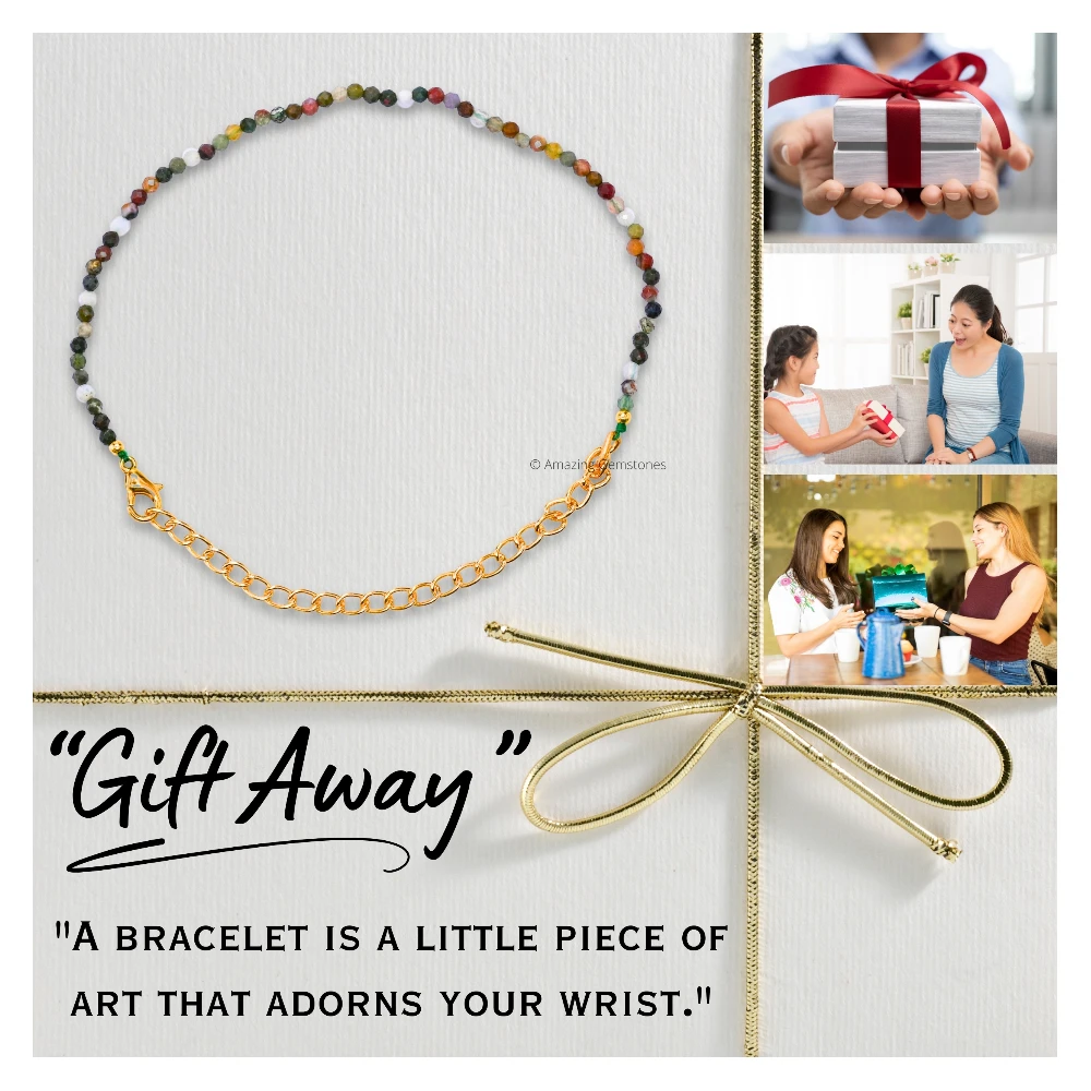 Mookaite Crystal Bracelet - 2mm Faceted Bead (Gold)