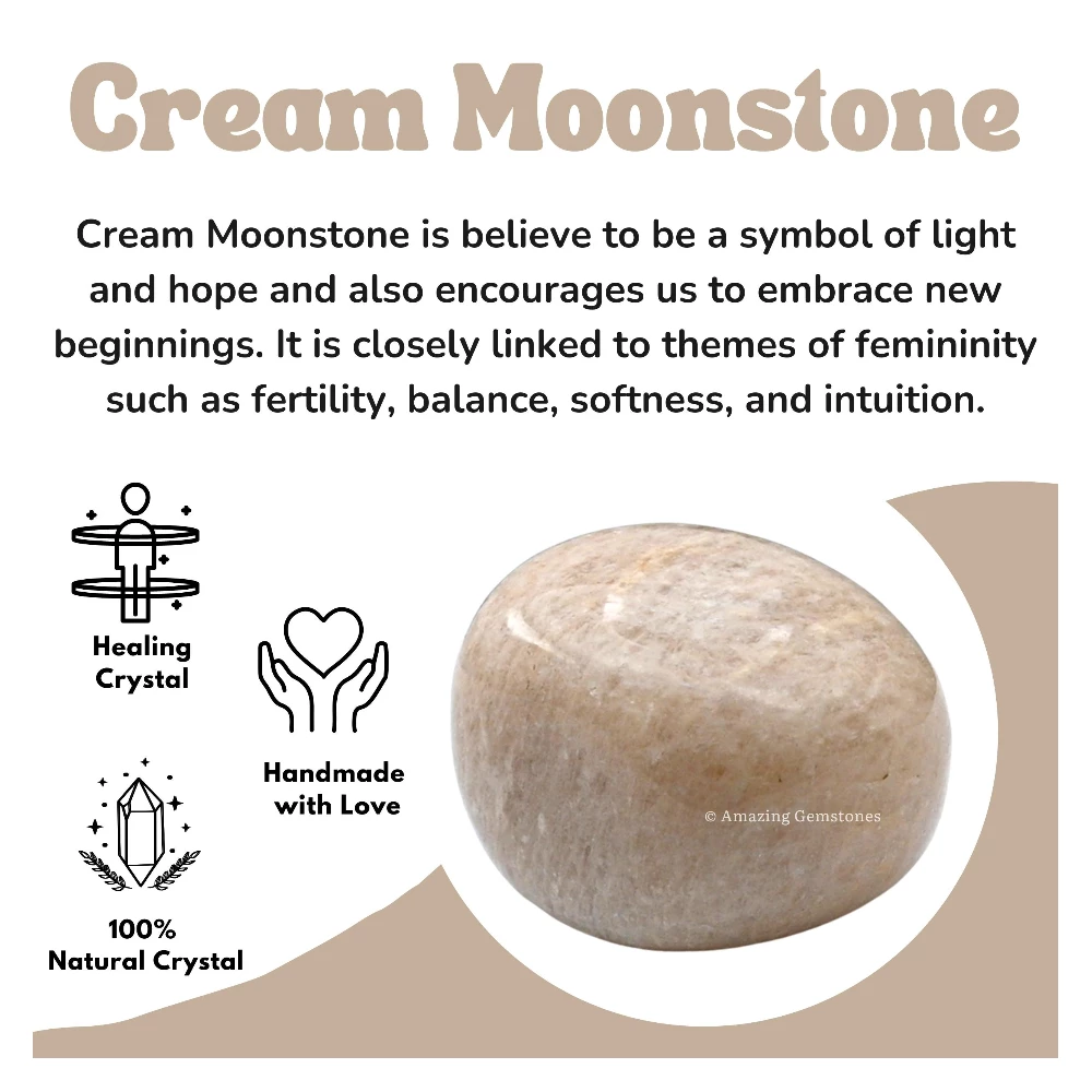 Tumbled Cream Moonstone Crystals Stones (1 oz)