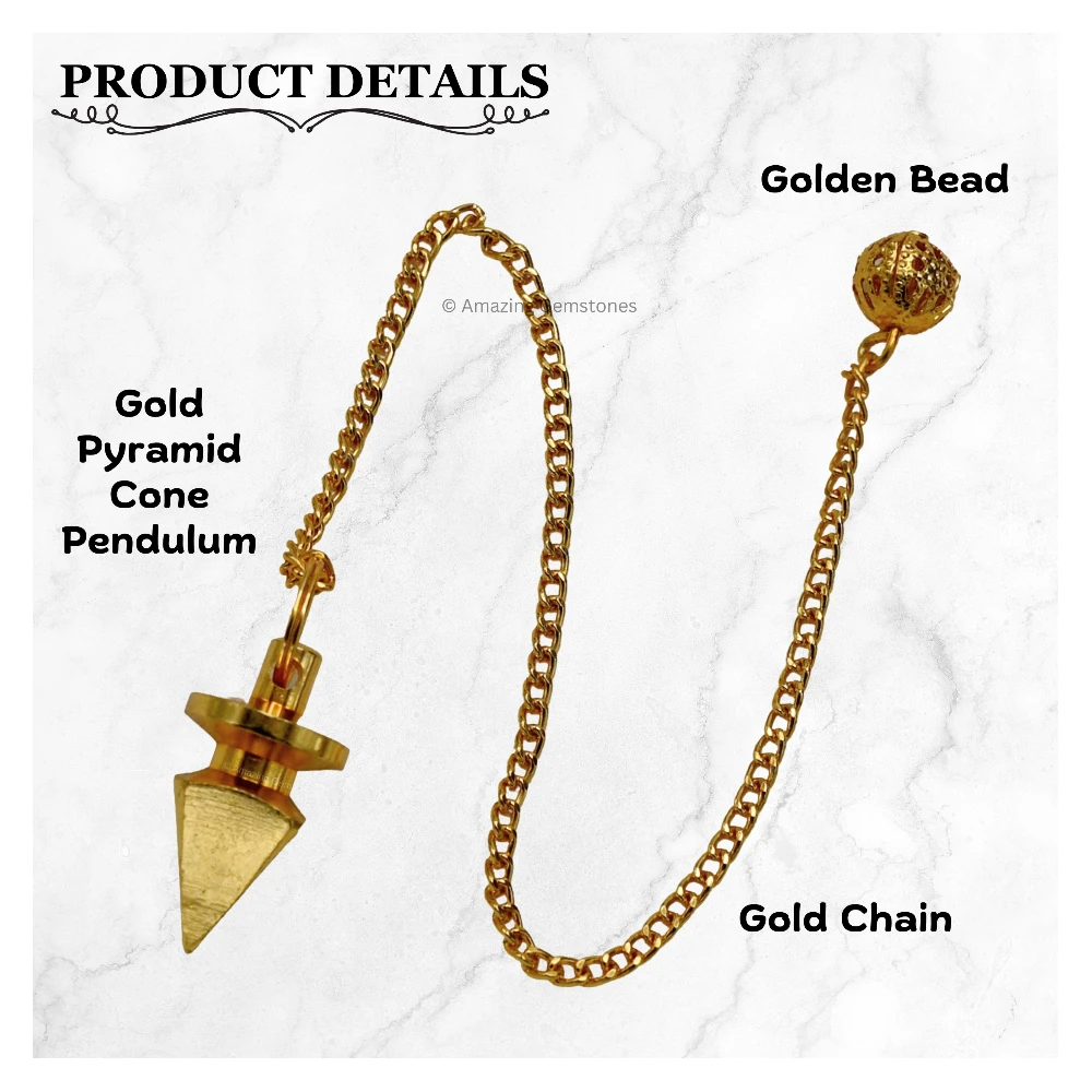 Copper Metal Pendulum - Gold Pyramid with Ring Plate (MP25)