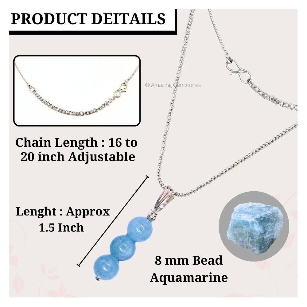 Aquamarine Bead Pendant (Silver)