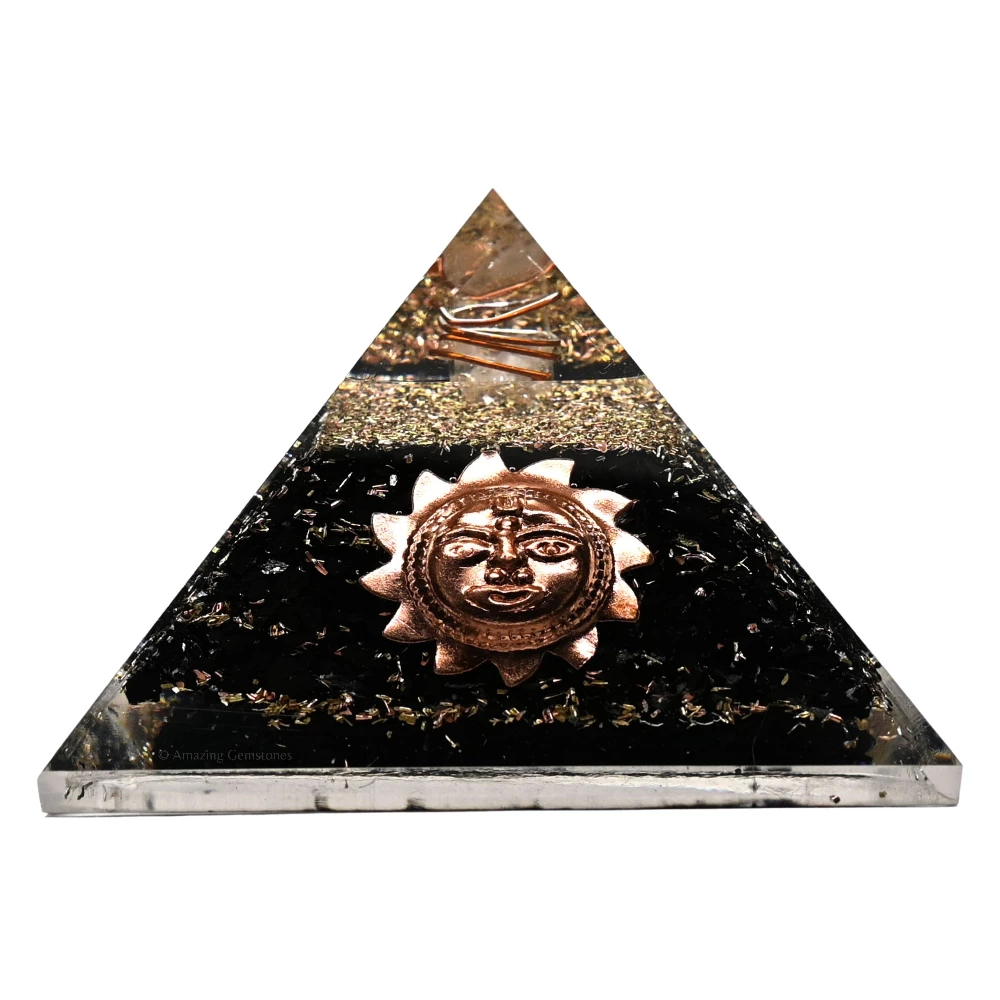 Shungite Orgone Pyramid - Sun Face