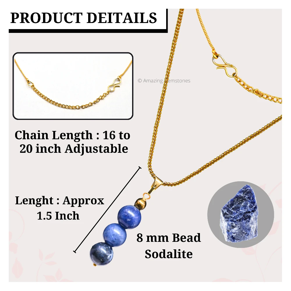 Sodalite Bead Pendant (Gold)