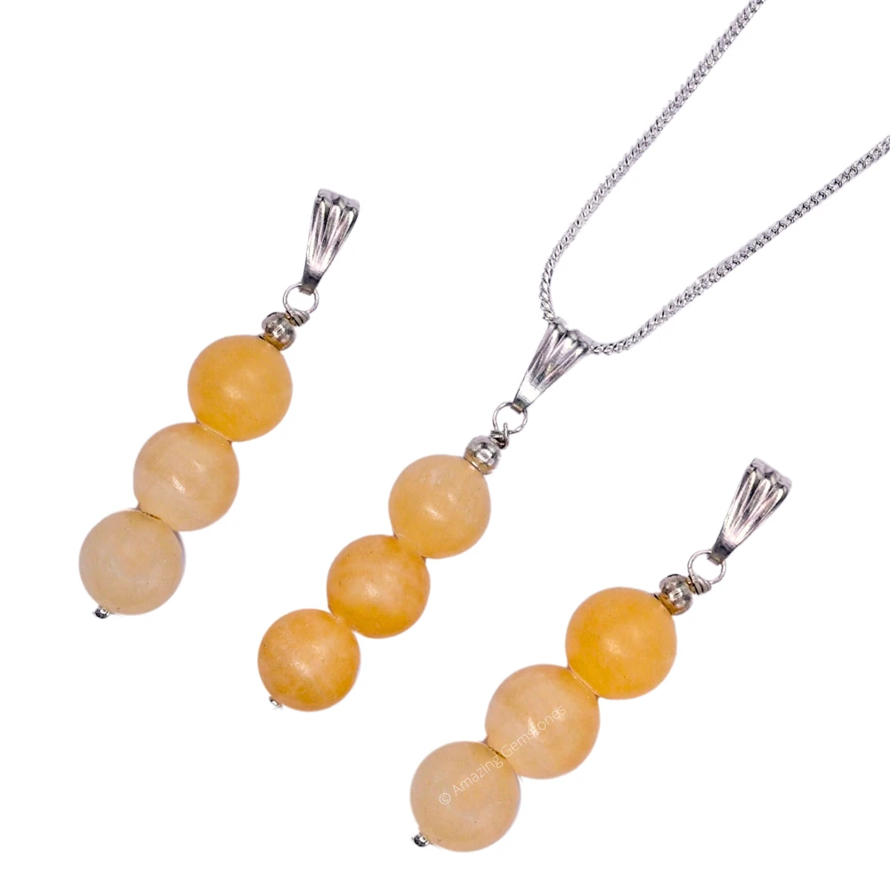 Yellow Calcite Bead Pendant (Silver)