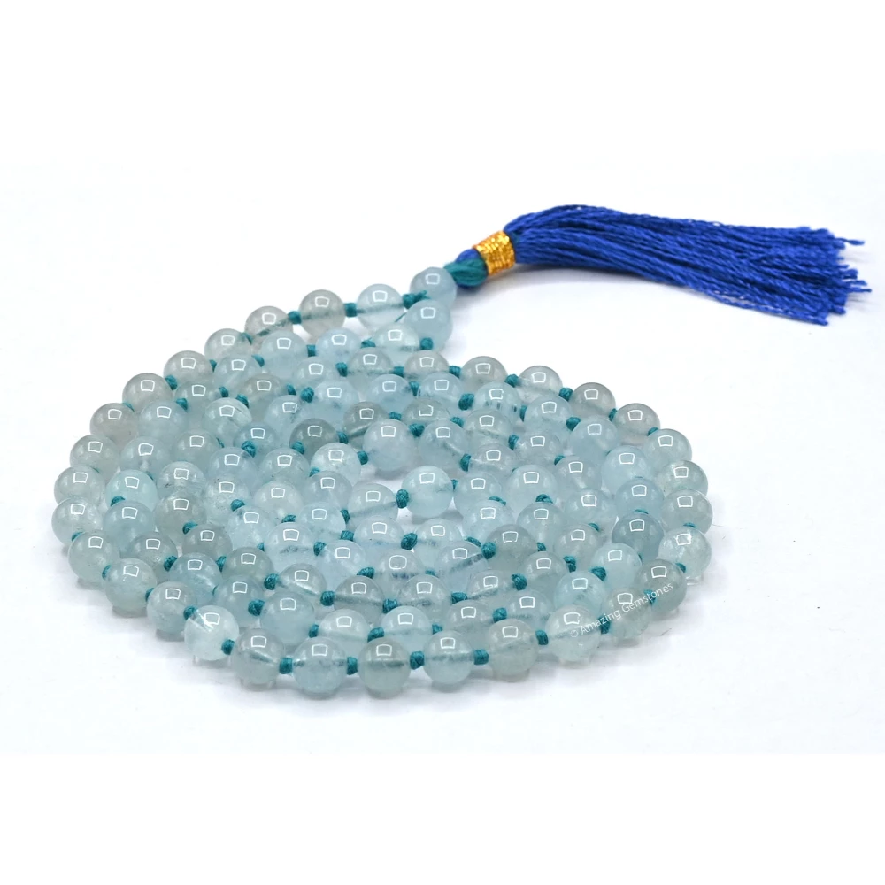 Aquamarine Mala (Hand Knotted)