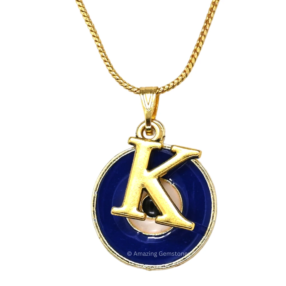 Evil Eye Pendant Necklace with K Initial