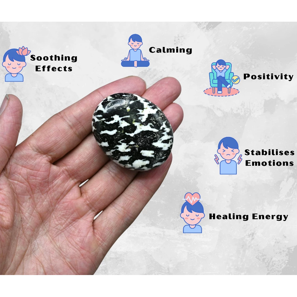 Black and White Tourmaline Palm Stone