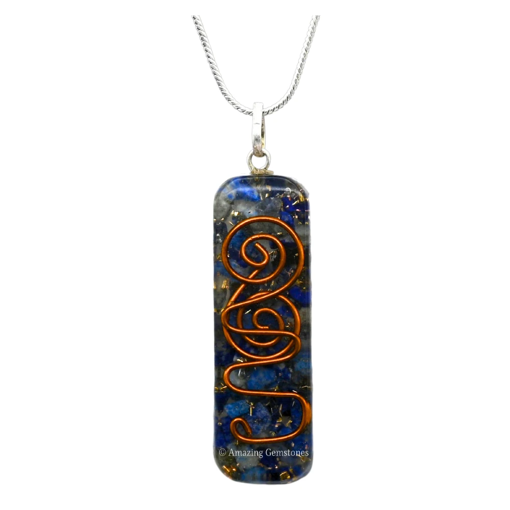 Lapis Lazuli Crystal Orgone Pendant - Rectangle