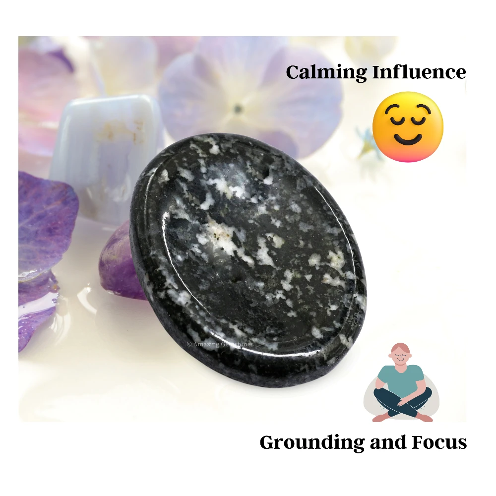 Black and White Tourmaline Worry Stone