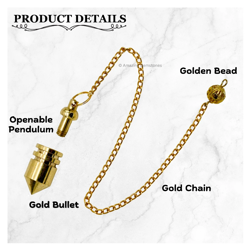 Copper Metal Pendulum - Gold Bullet with 2 Rings (MP49)