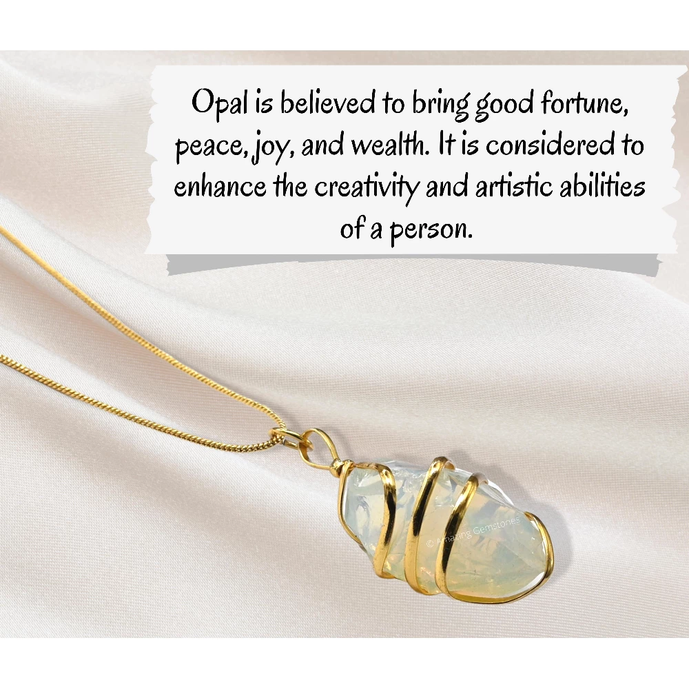 Opalite Necklace - Raw Crystal (Gold)