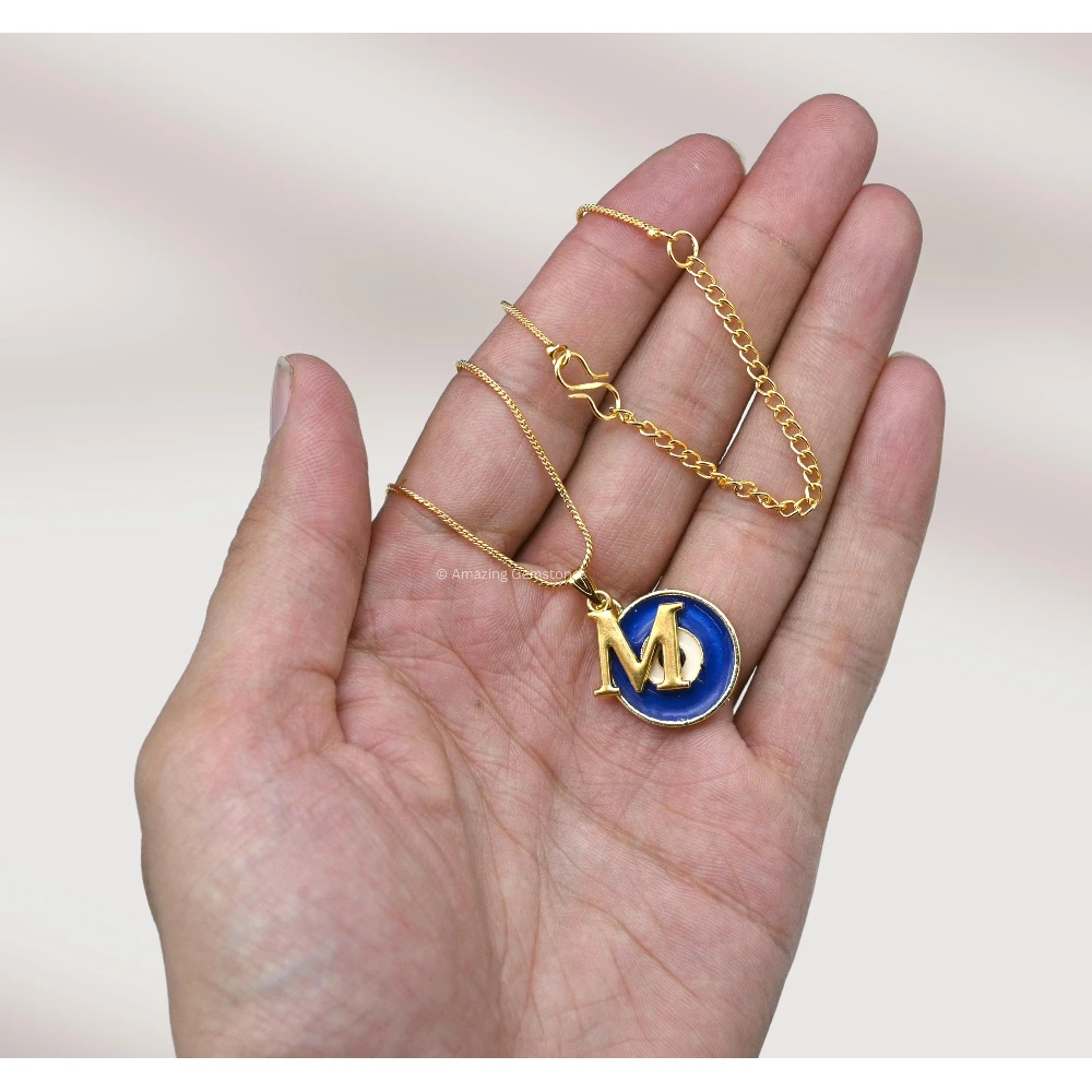 Evil Eye Pendant Necklace with M Initial