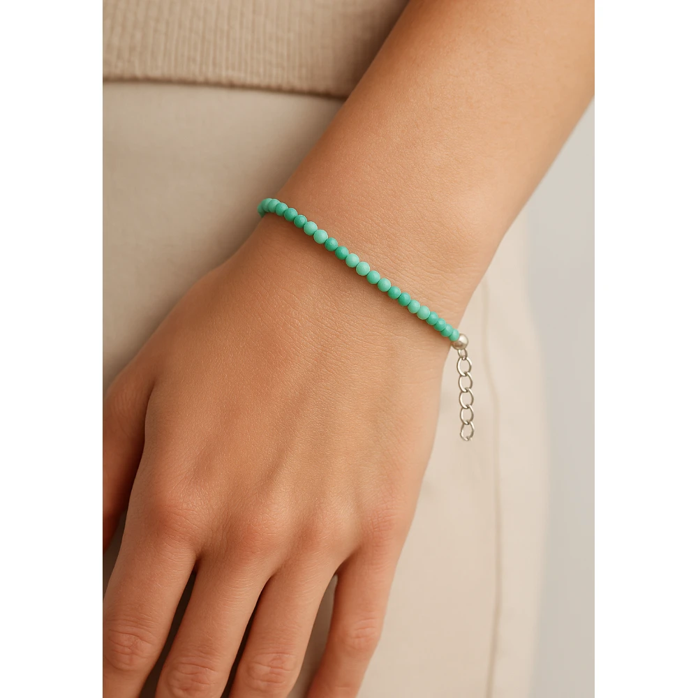 Amazonite Crystal Bracelet - 2mm Faceted Bead (Silver)