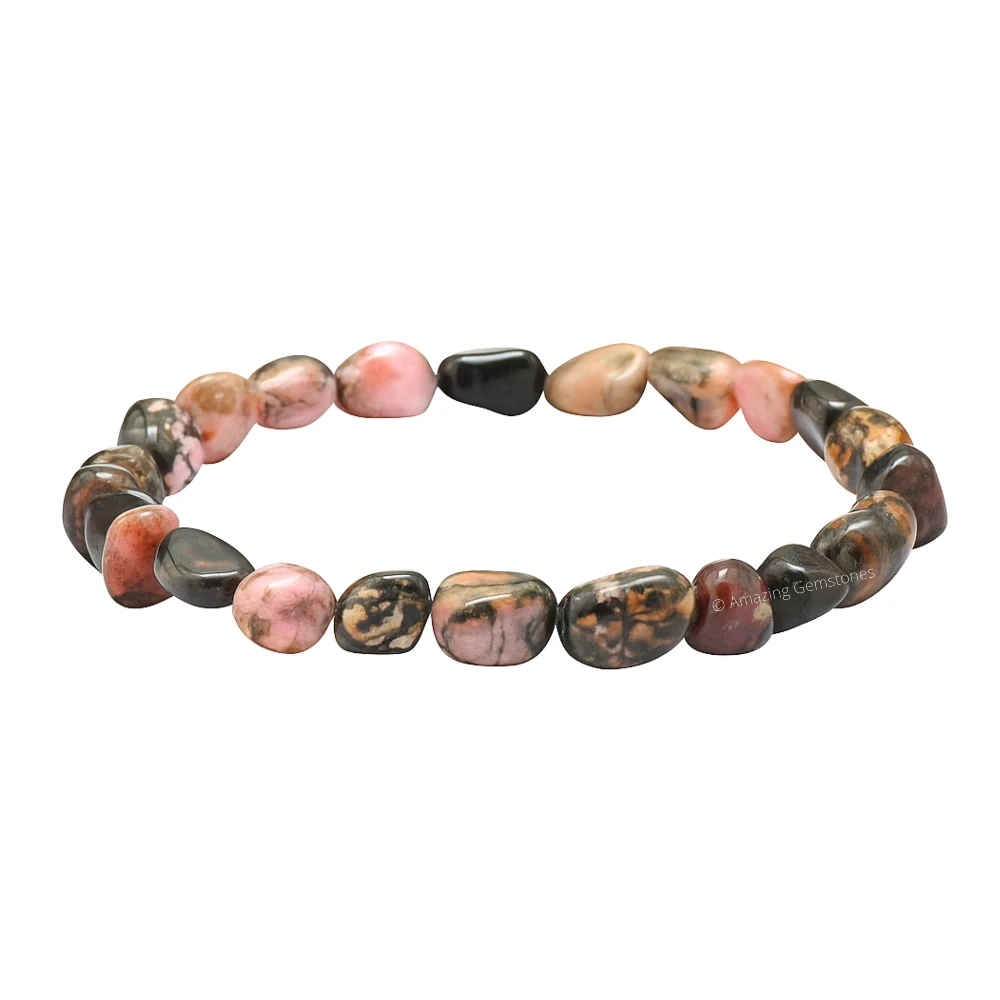 Rhodonite Tumbled Stone Bracelet (Stretchable)