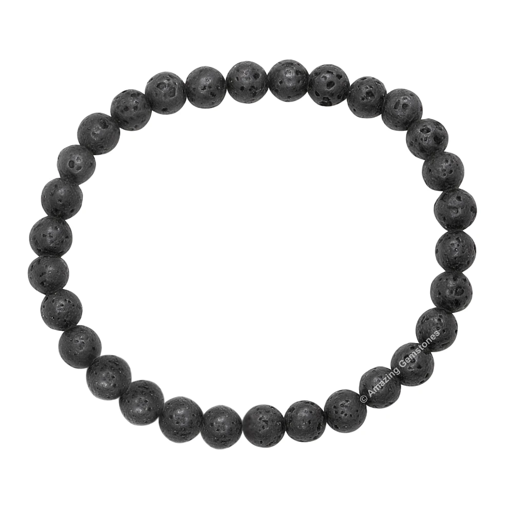 Lava Stone Healing Crystal Bracelets - 6mm Beads
