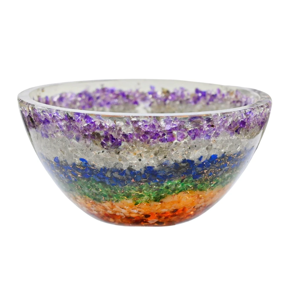 Chakra Layer Crystal Orgone Bowl (3 Inch)