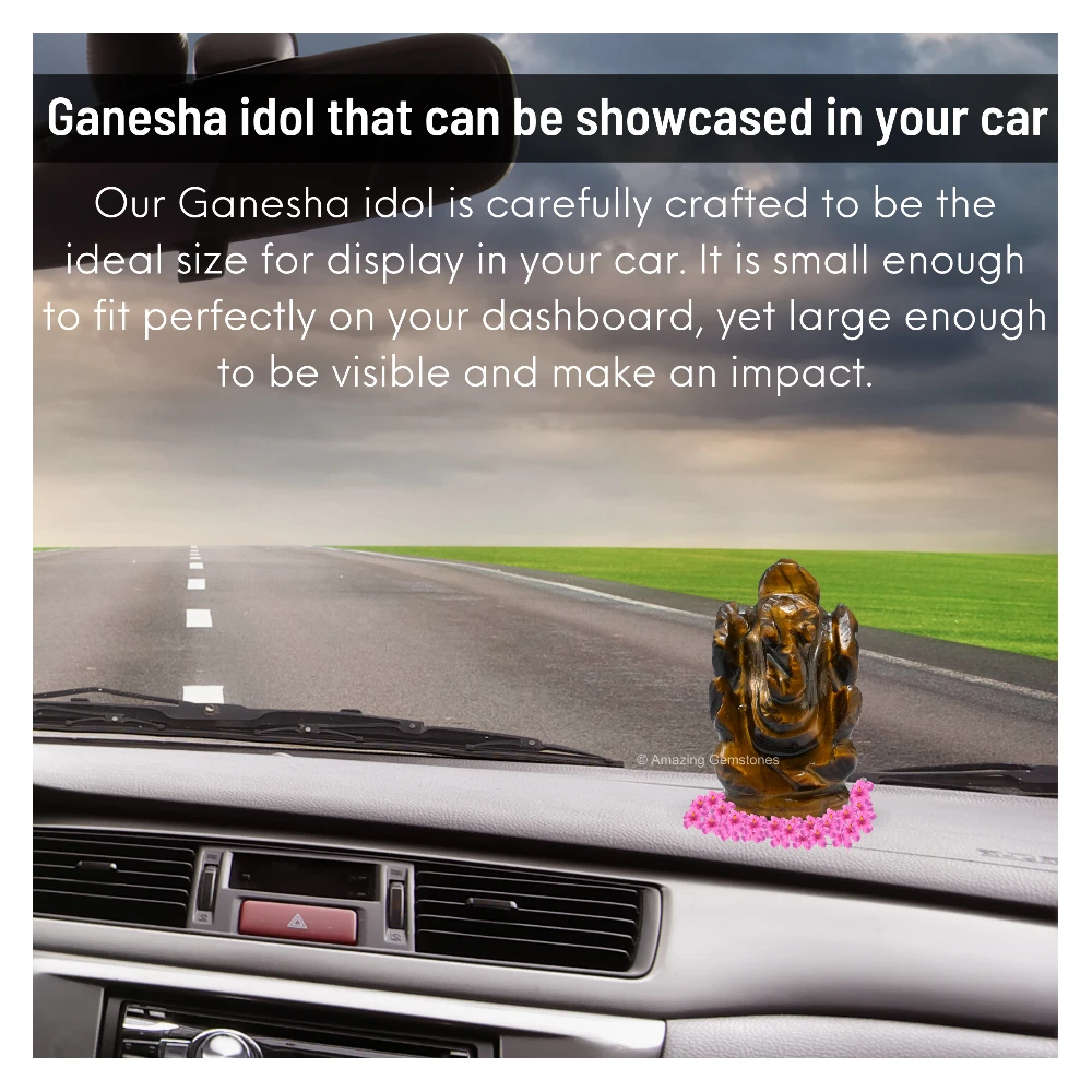 Tiger Eye Ganesha Crystal Idol