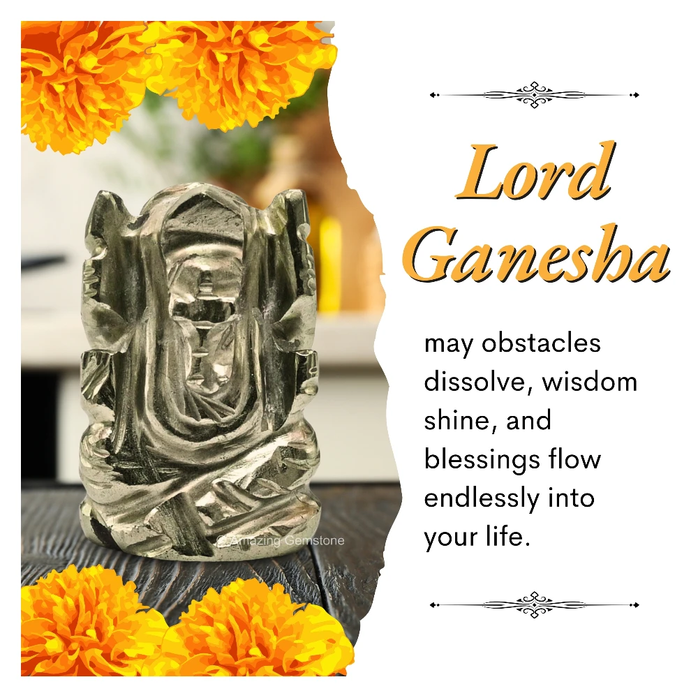 Pyrite Ganesha Crystal Idol